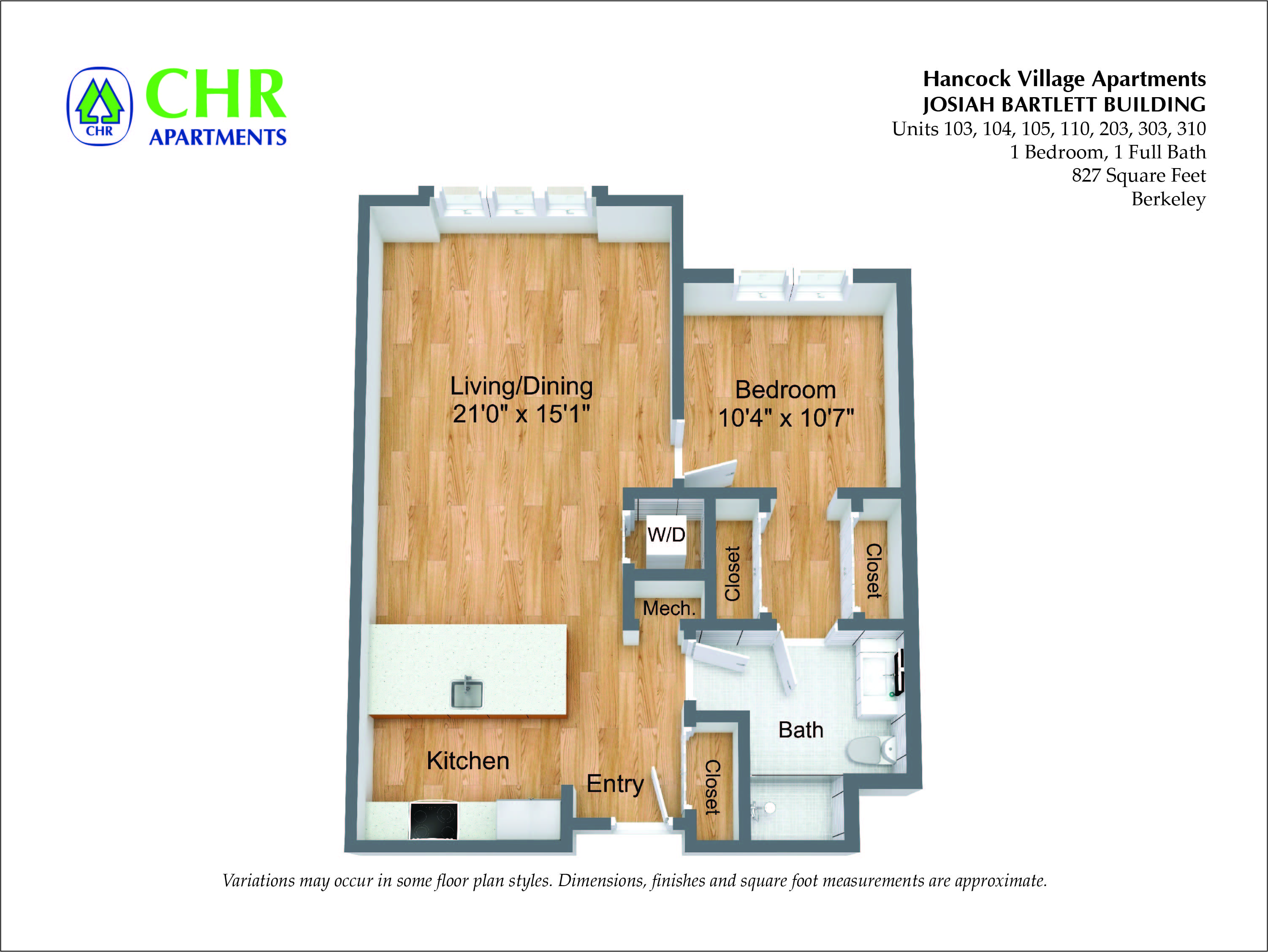 Floor plan for 1 bed, 1 bath, 904 sqft